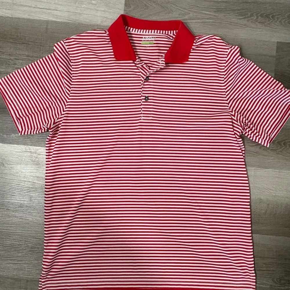 Izod Red and White Striped Golf Polo